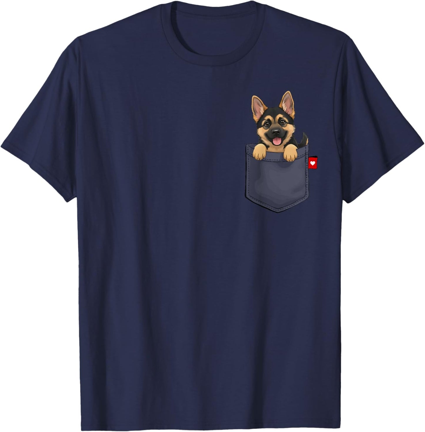 Dog German Shepherd Dog in Pocket Looking Cute Puppy T-Shirt - T-Shirt | Navy