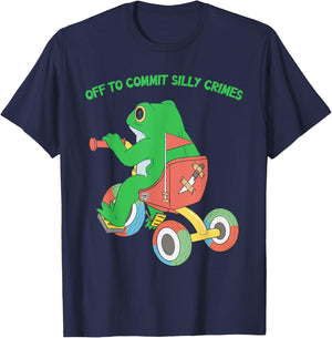 Off To Commit Silly Crimes Funny Frog T-Shirt - T-Shirt | Navy