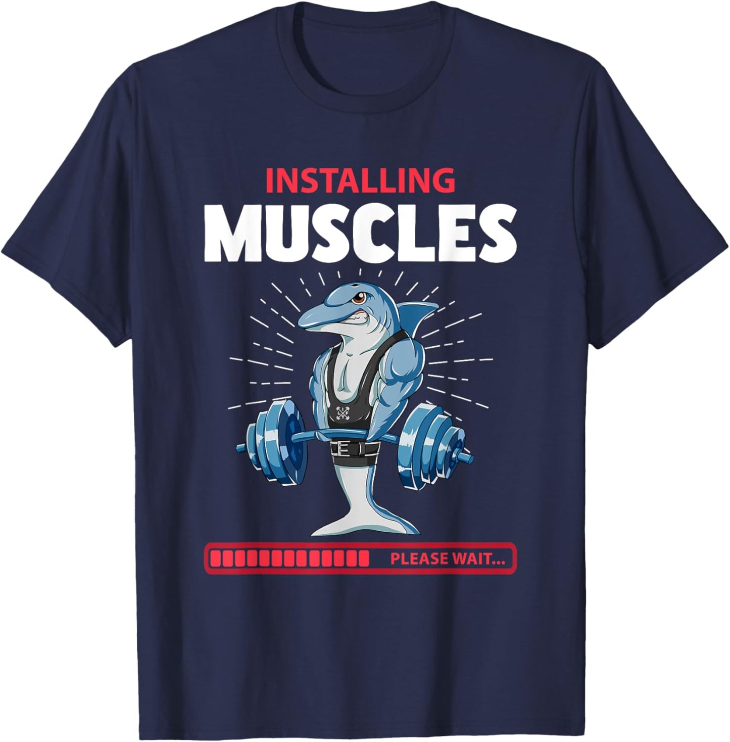 Dolphin Deadlift Fitness Gym Weightlifting T-Shirt - T-Shirt | Navy