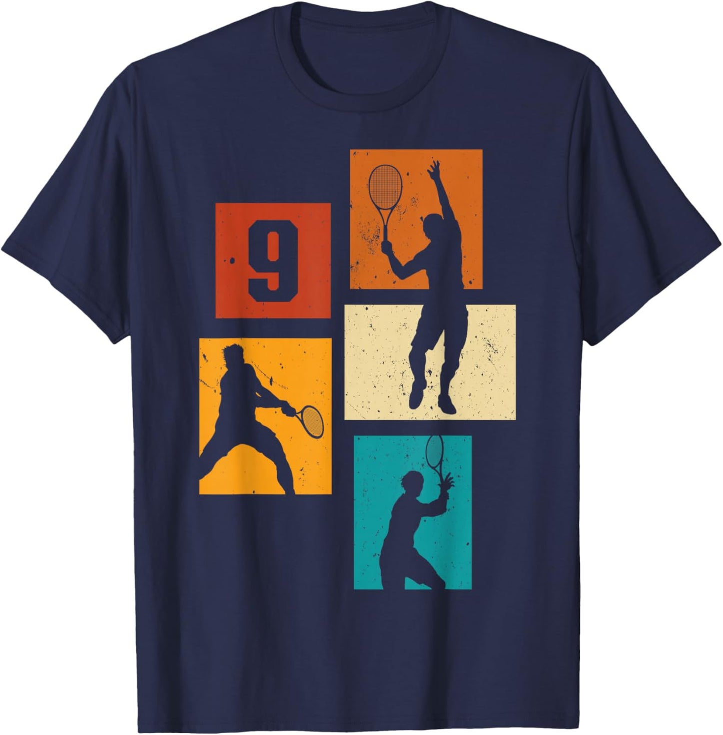9th Birthday Boys Tennis Player Tennis 9 Years Old T-Shirt - T-Shirt | Navy