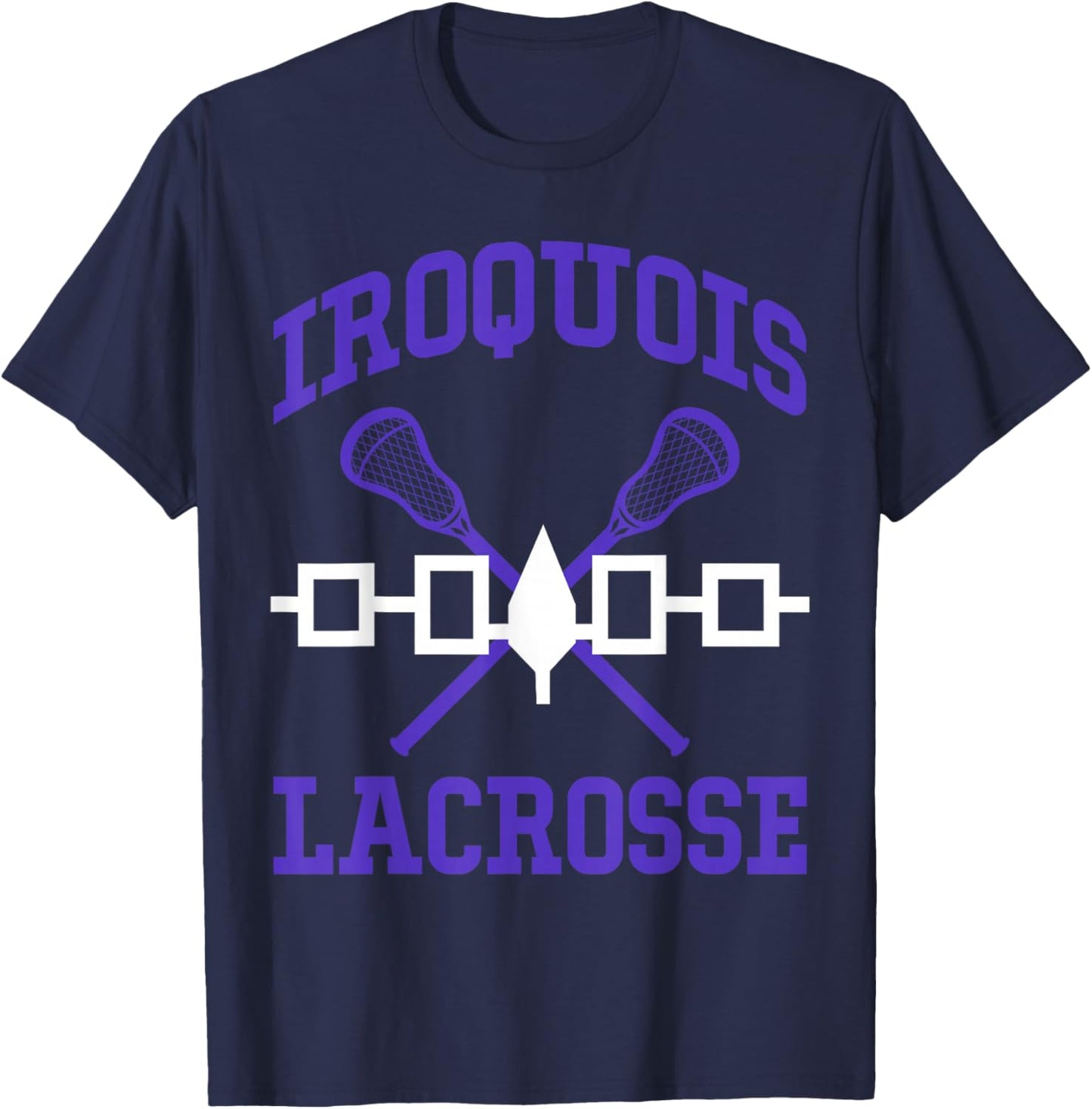 Iroquois Lacrosse Lax Sticks Iroquois Nation Flag T-Shirt - T-Shirt | Navy