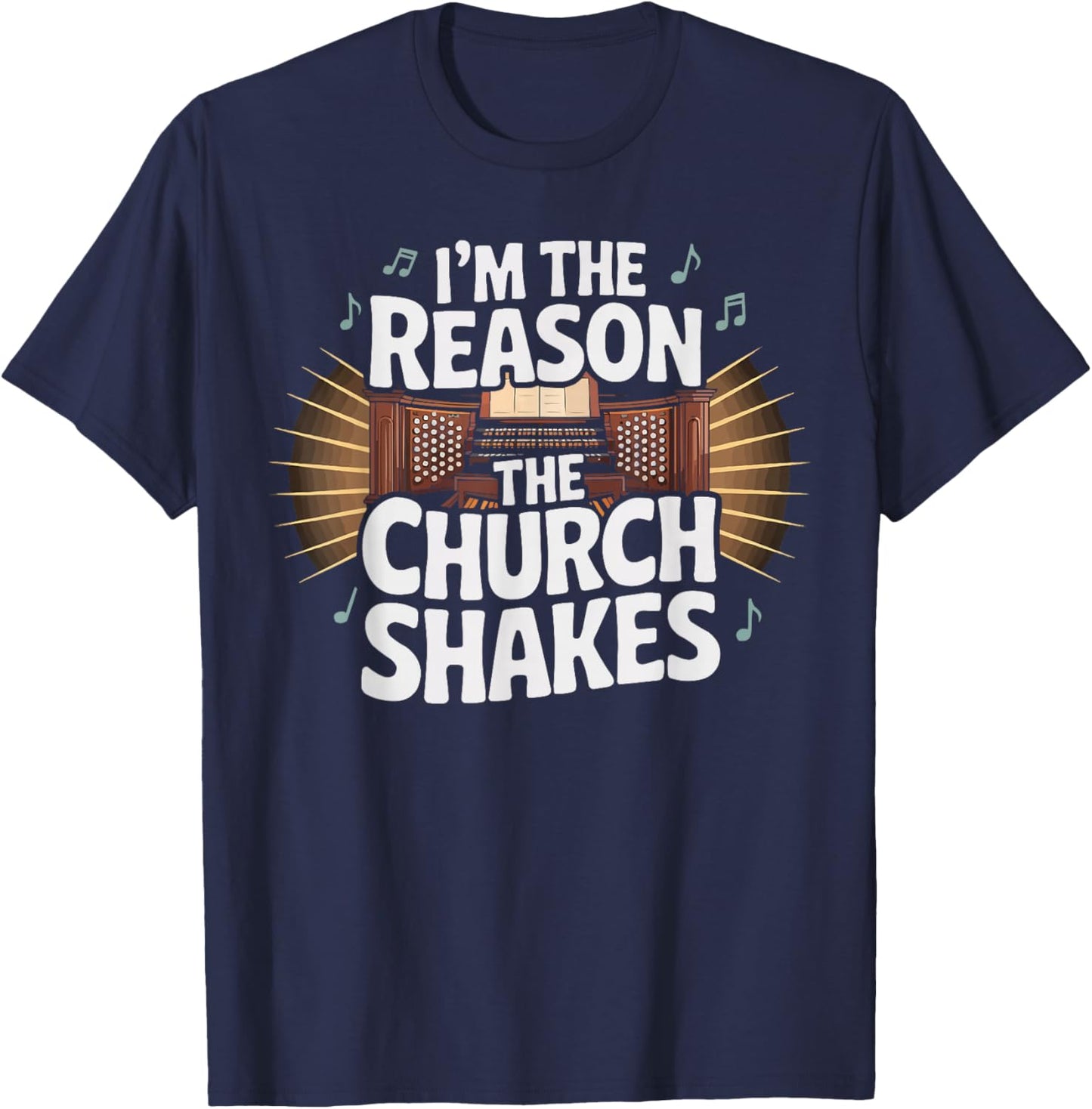 Organ Player Musical Instrument Musician Church Organist T-Shirt - T-Shirt | Navy