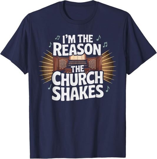 Organ Player Musical Instrument Musician Church Organist T-Shirt - T-Shirt | Navy