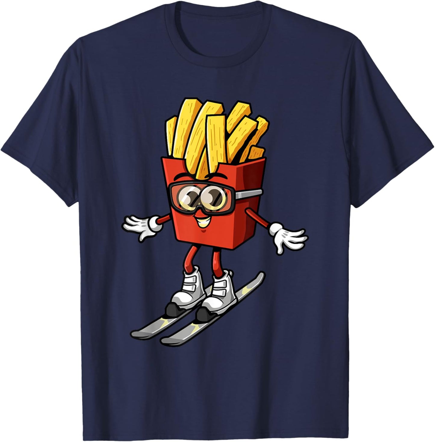 Funny French Fry Ski Potato Fries Skiing Instructor Outfit T-Shirt - T-Shirt | Navy