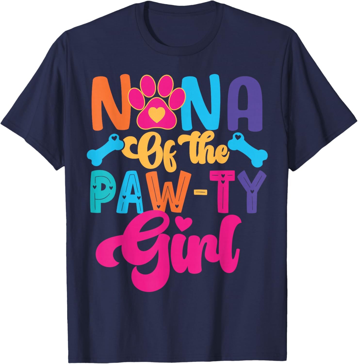 Nana Of The Birthday Girl Dog Paw Family Matching Party T-Shirt - T-Shirt | Navy