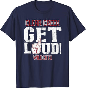 Clear Creek High School GET LOUD Wildcats T-Shirt - T-Shirt | Navy