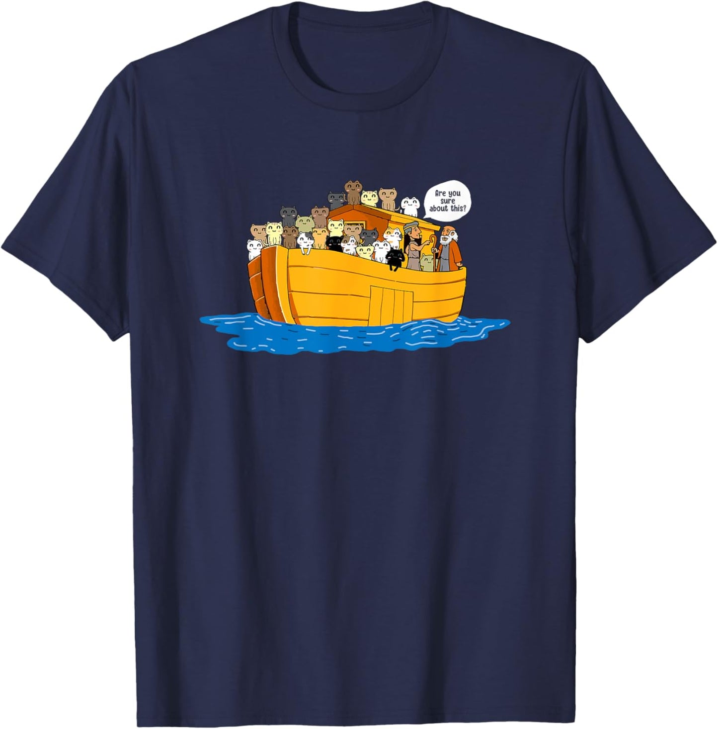 Noah's Ark Cat Lover Humor Fun Gift T-Shirt - T-Shirt | Navy