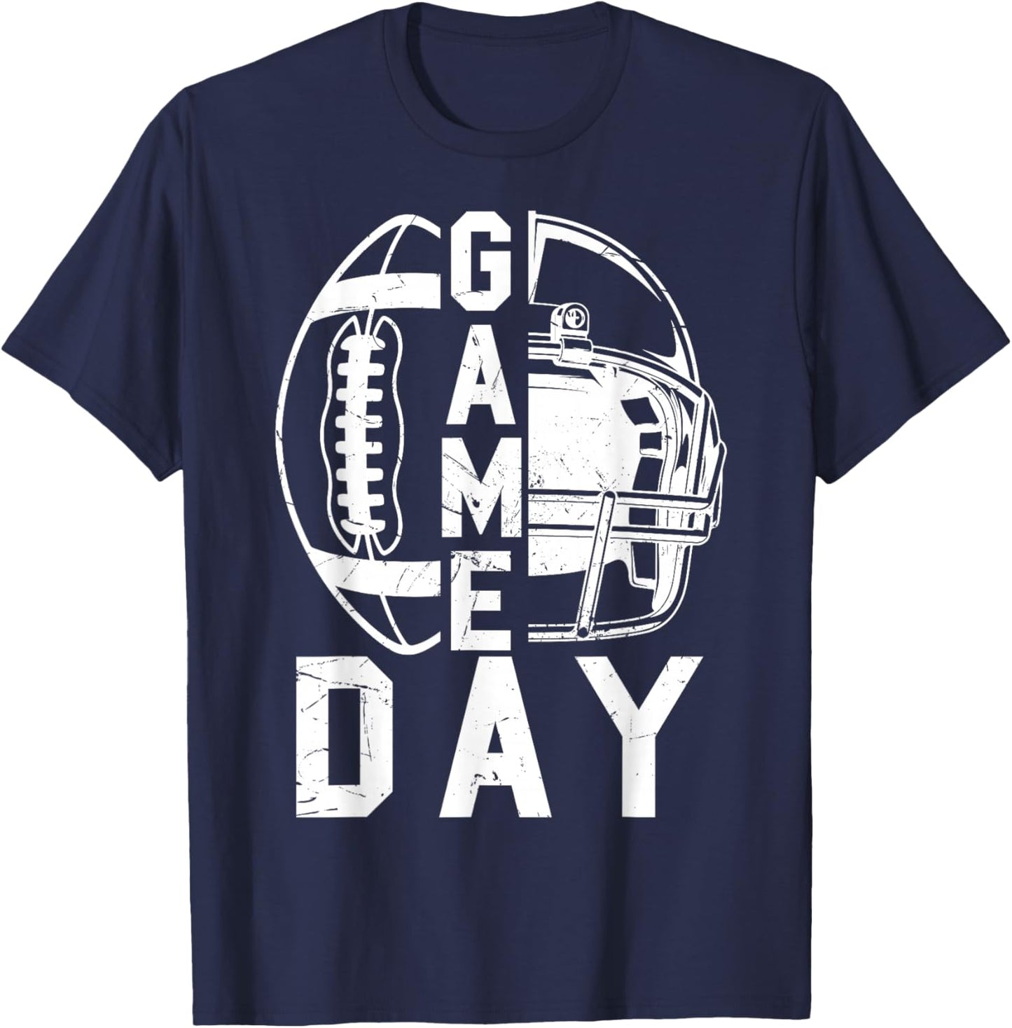 Game Day Football Season Funny Team Sports Vintage T-Shirt - T-Shirt | Navy