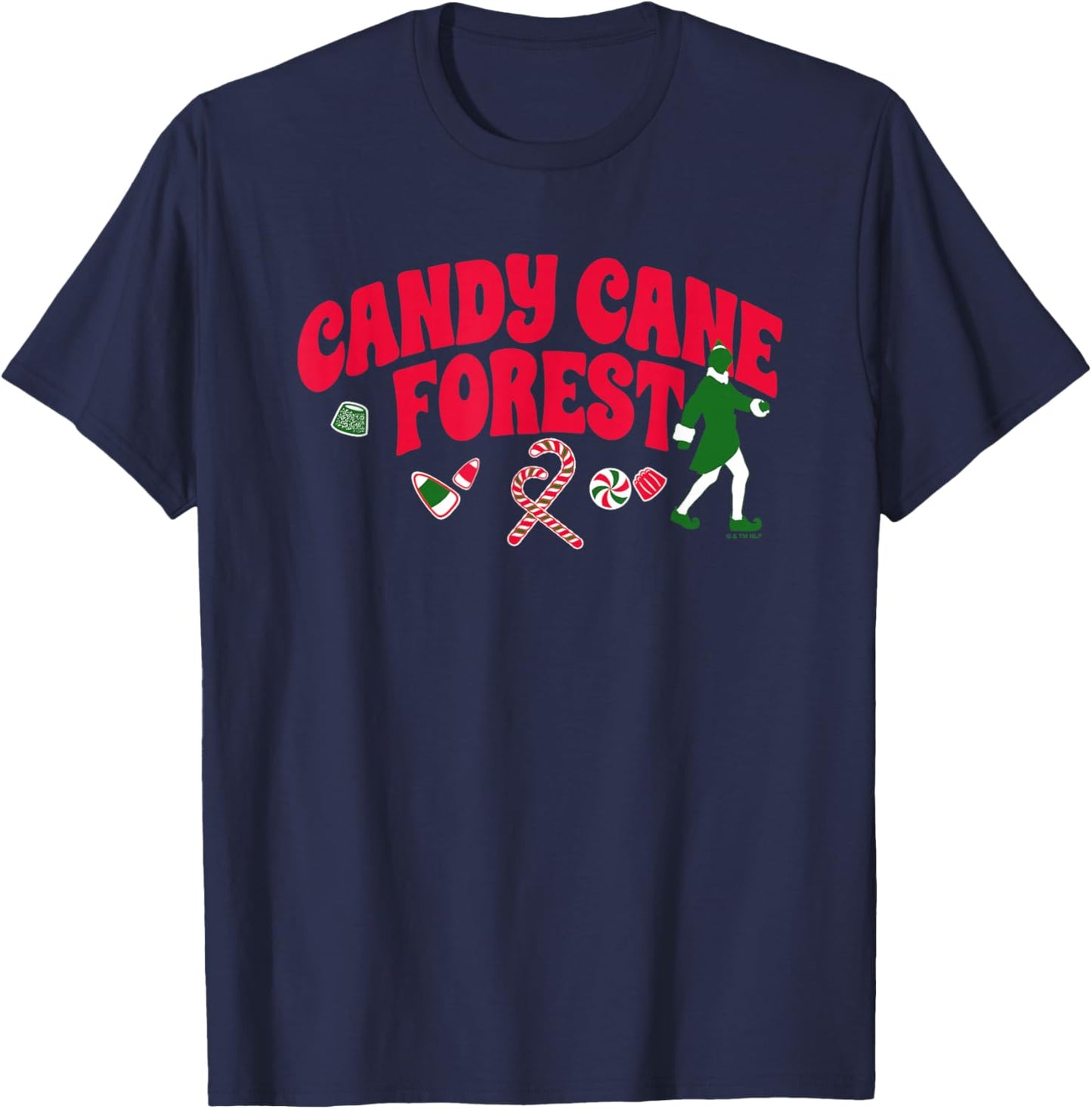 Elf Candy Cane Forest T-Shirt - T-Shirt | Navy