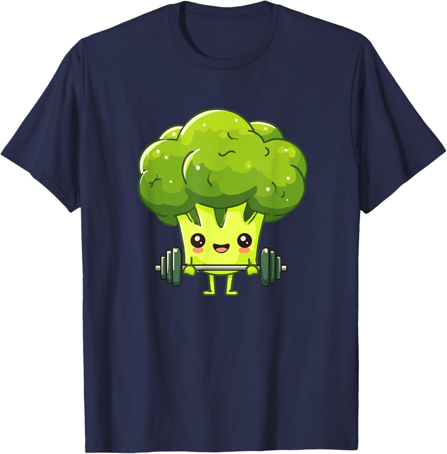 Broccoli Weightlifting Funny Fitness Vegan T-Shirt - T-Shirt | Navy