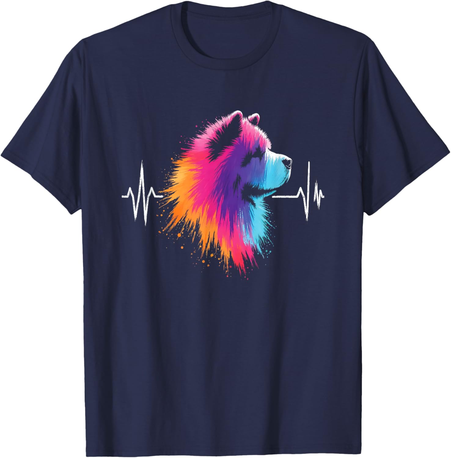 Chow Chow Heartbeat - Vintage Chow Chow Dog Breed Lover T-Shirt - T-Shirt | Navy