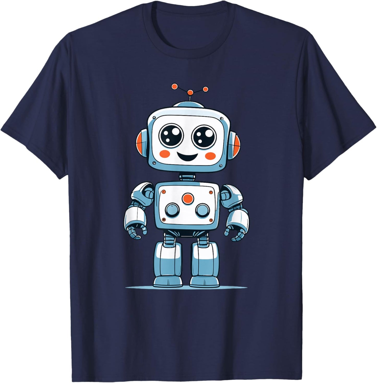 Smiling Retro Robot with Big Eyes for Kids STEM T-Shirt - T-Shirt | Navy