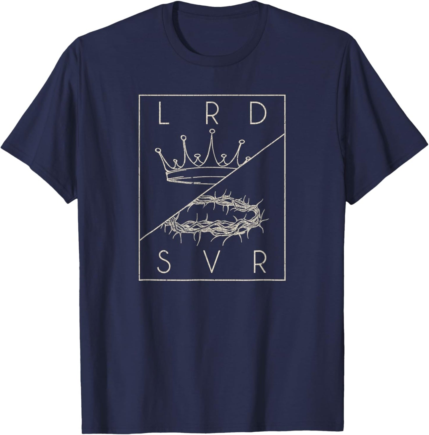 Vintage Retro Jesus Christian Lord & Savior graphic T-Shirt - T-Shirt | Navy
