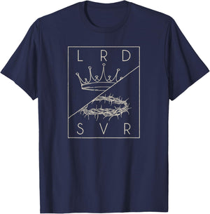 Vintage Retro Jesus Christian Lord & Savior graphic T-Shirt - T-Shirt | Navy