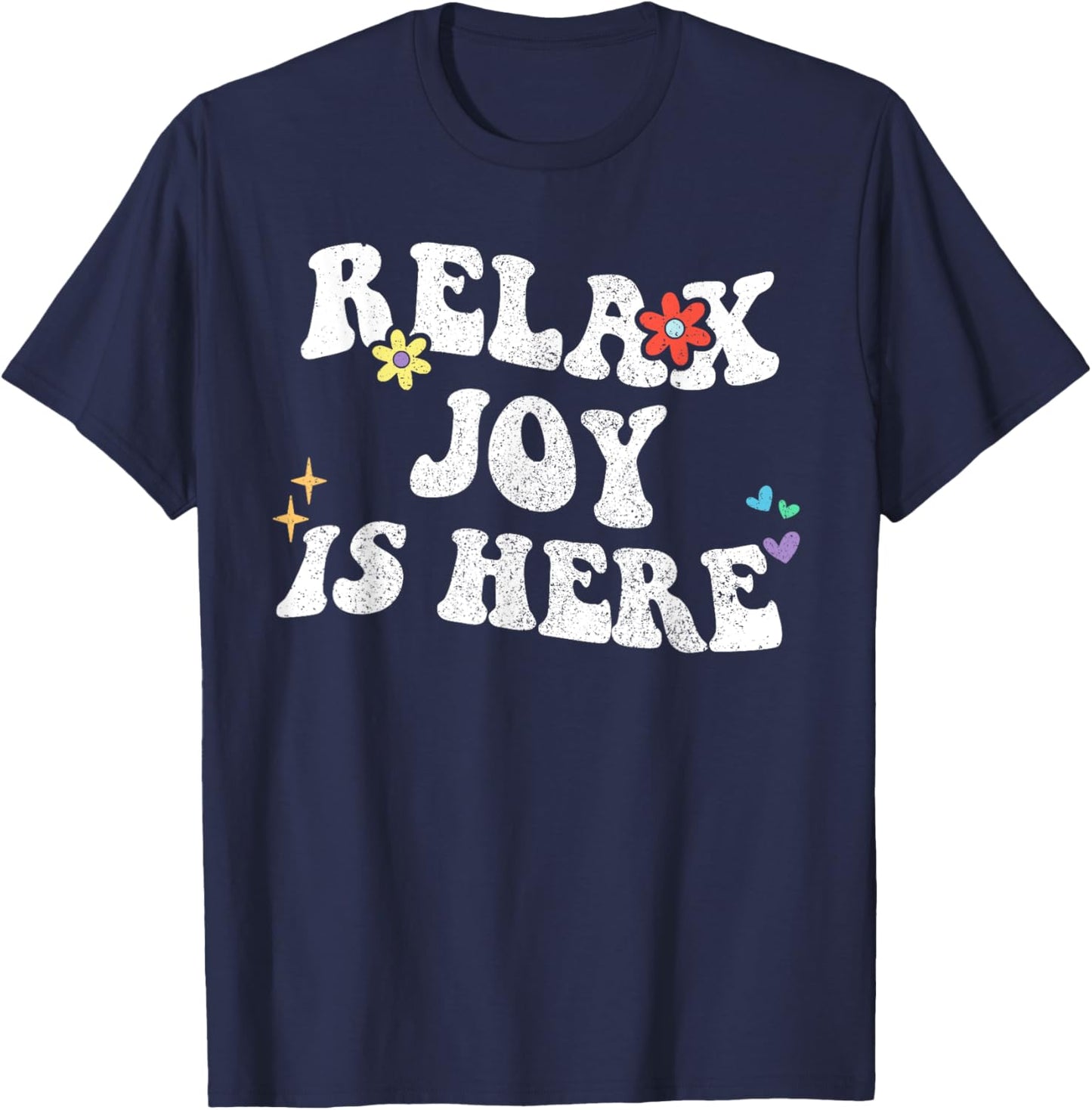 Retro Groovy Relax Joy Is Here Funny Mother's Day Name T-Shirt - T-Shirt | Navy