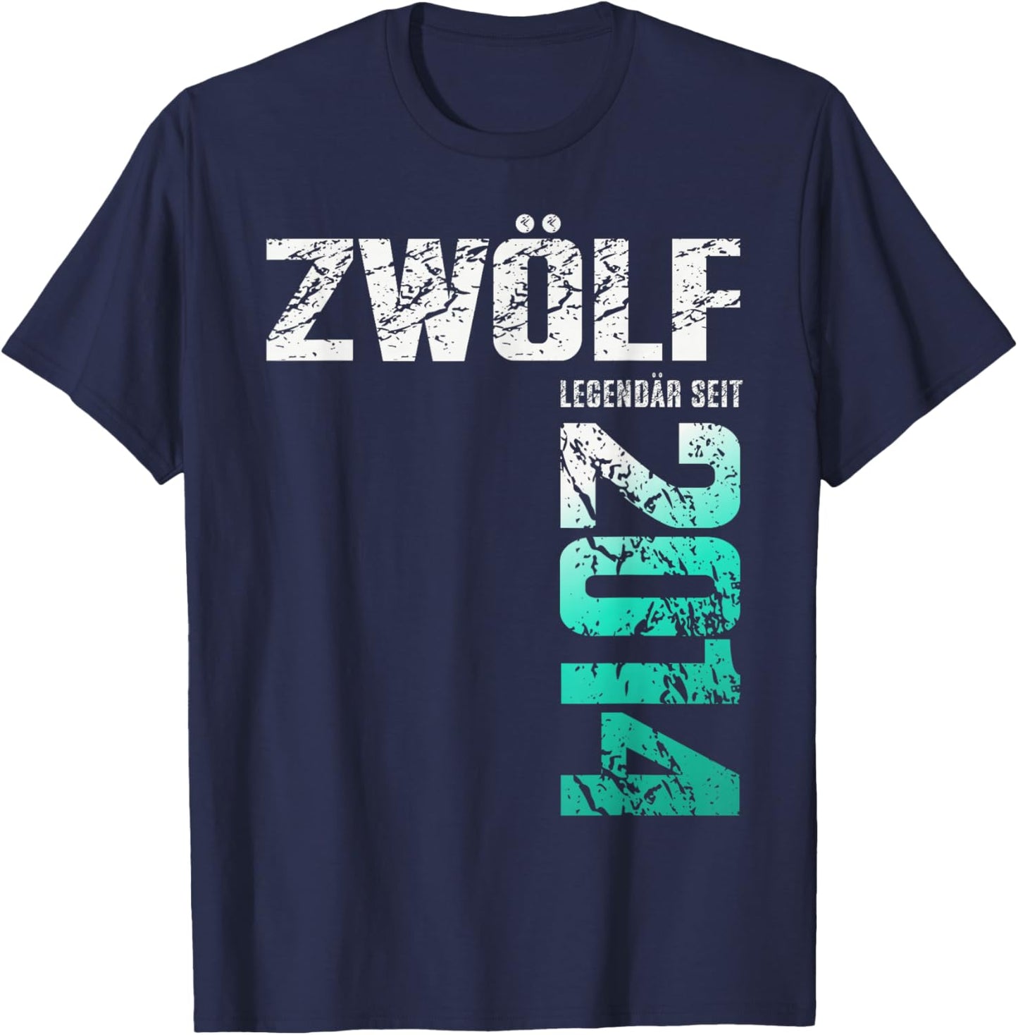 Twelve 12th Birthday Boy Legendary Since 2014 T-Shirt - T-Shirt | Navy