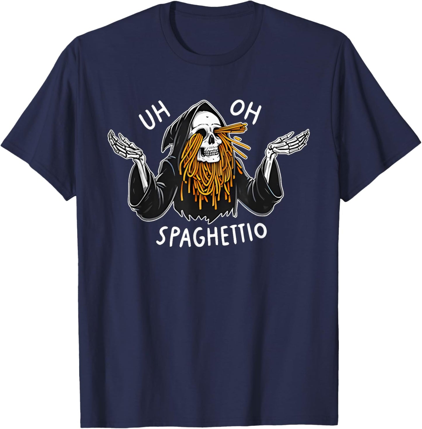 Uh Oh Spaghettio Halloween - -Adults, Black, Small, Short Sleeve, , Halloween novelty T-Shirt - T-Shirt | Navy