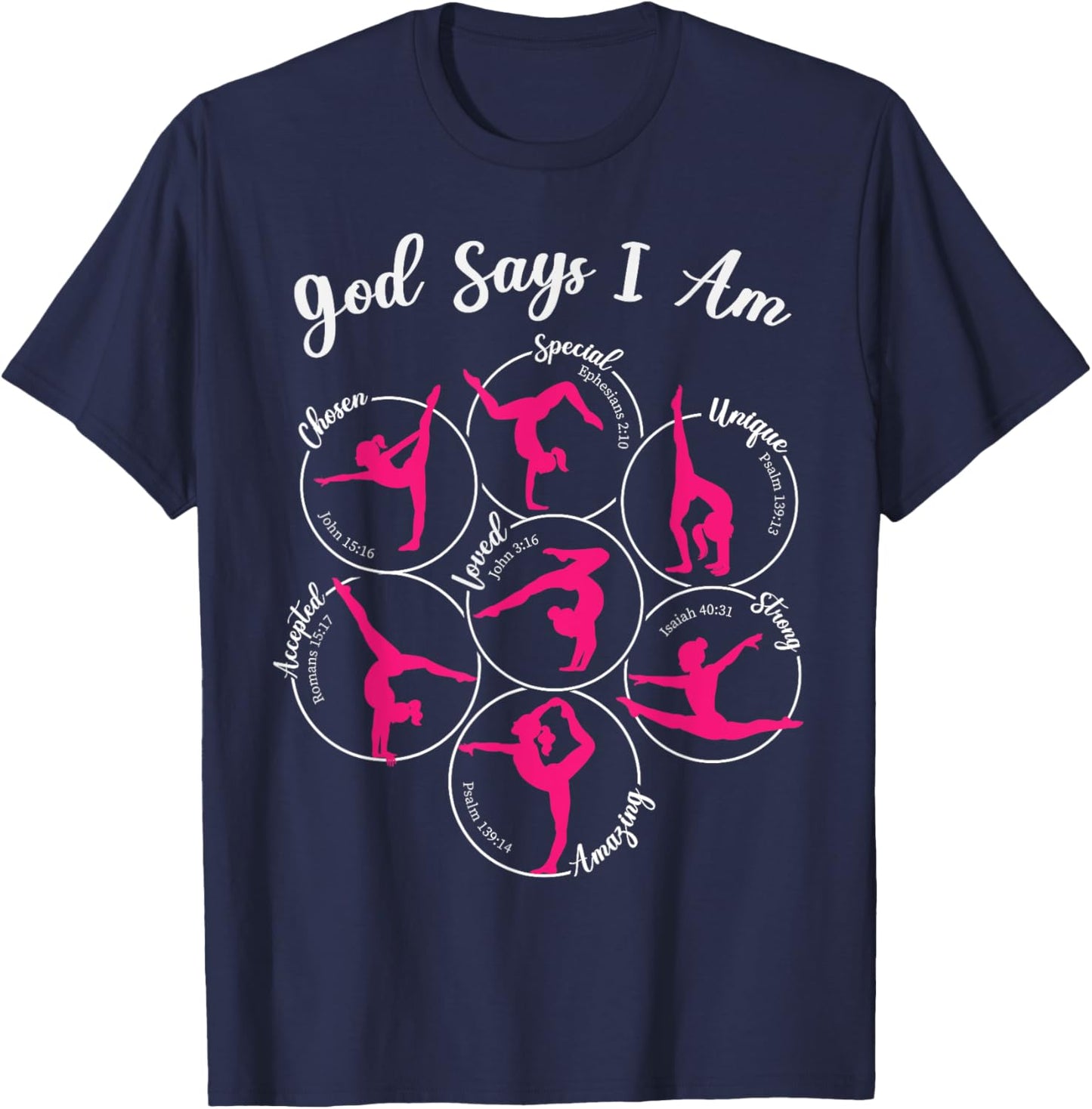 God Says I Am Gymnast Gymnastic Girl Christian Religious T-Shirt - T-Shirt | Navy