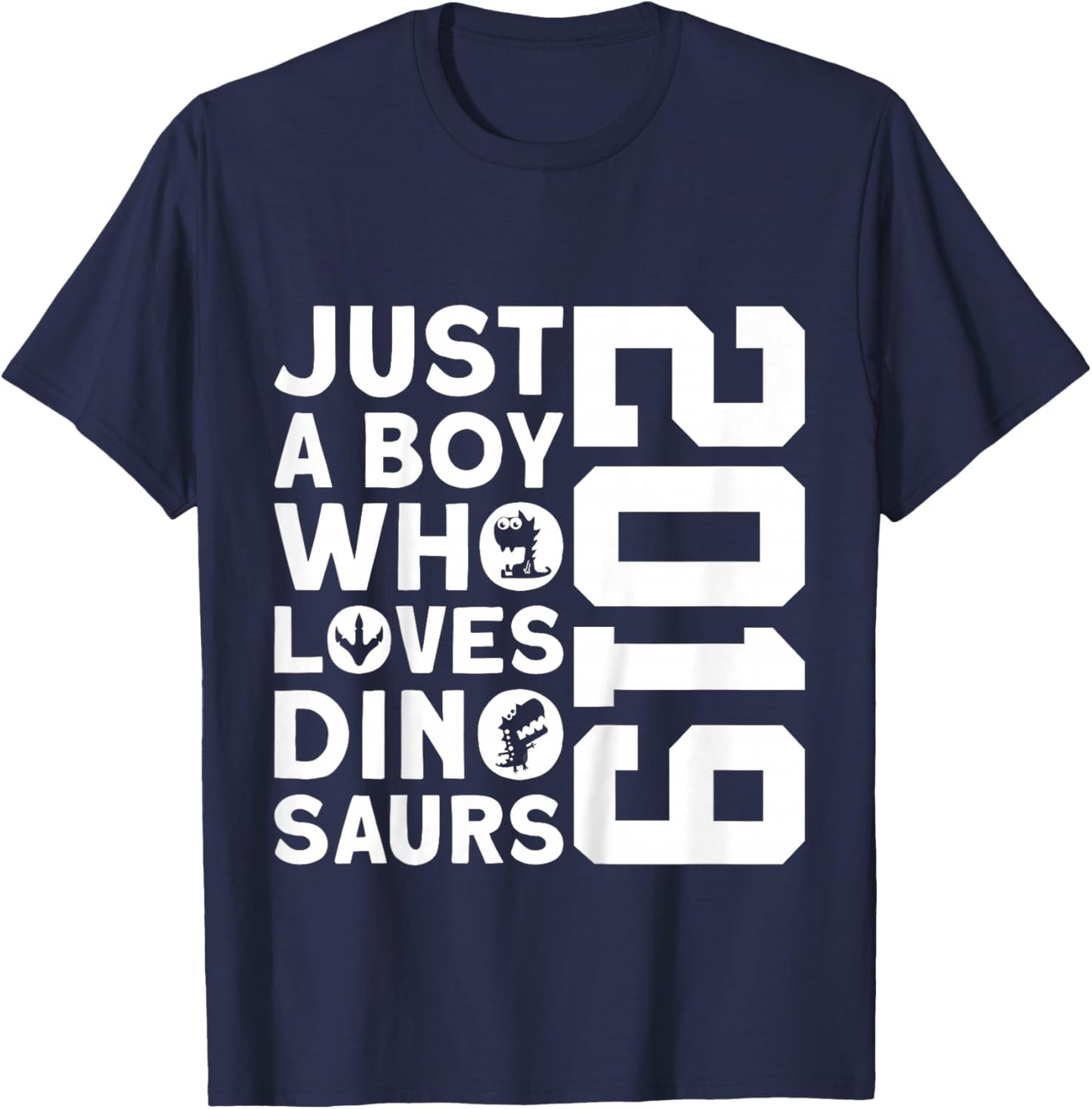 Kids Dino 2019 JUST A BOY WHO Loves Dinosaurs 7TH Birthday T-Shirt - T-Shirt | Navy