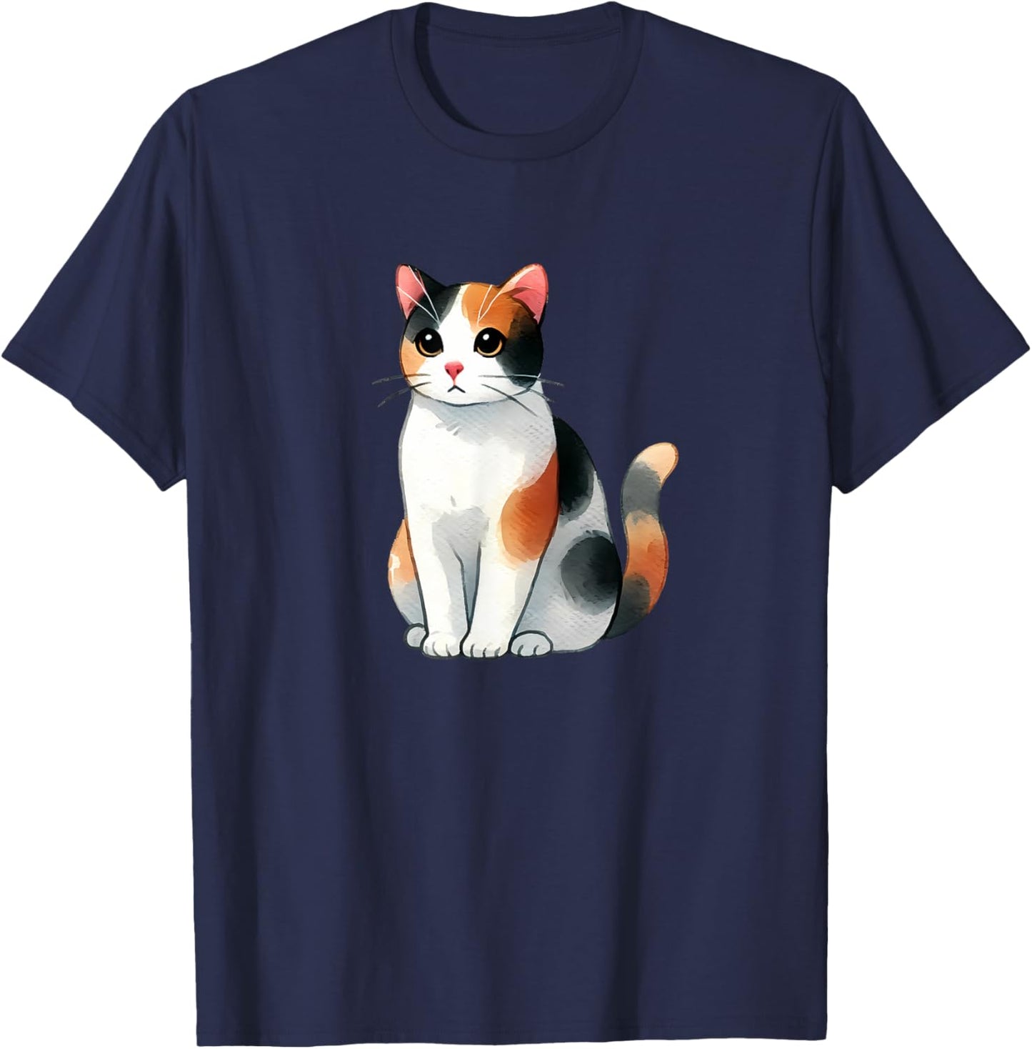 Cute Calico Cat Women Kids T-Shirt - T-Shirt | Navy