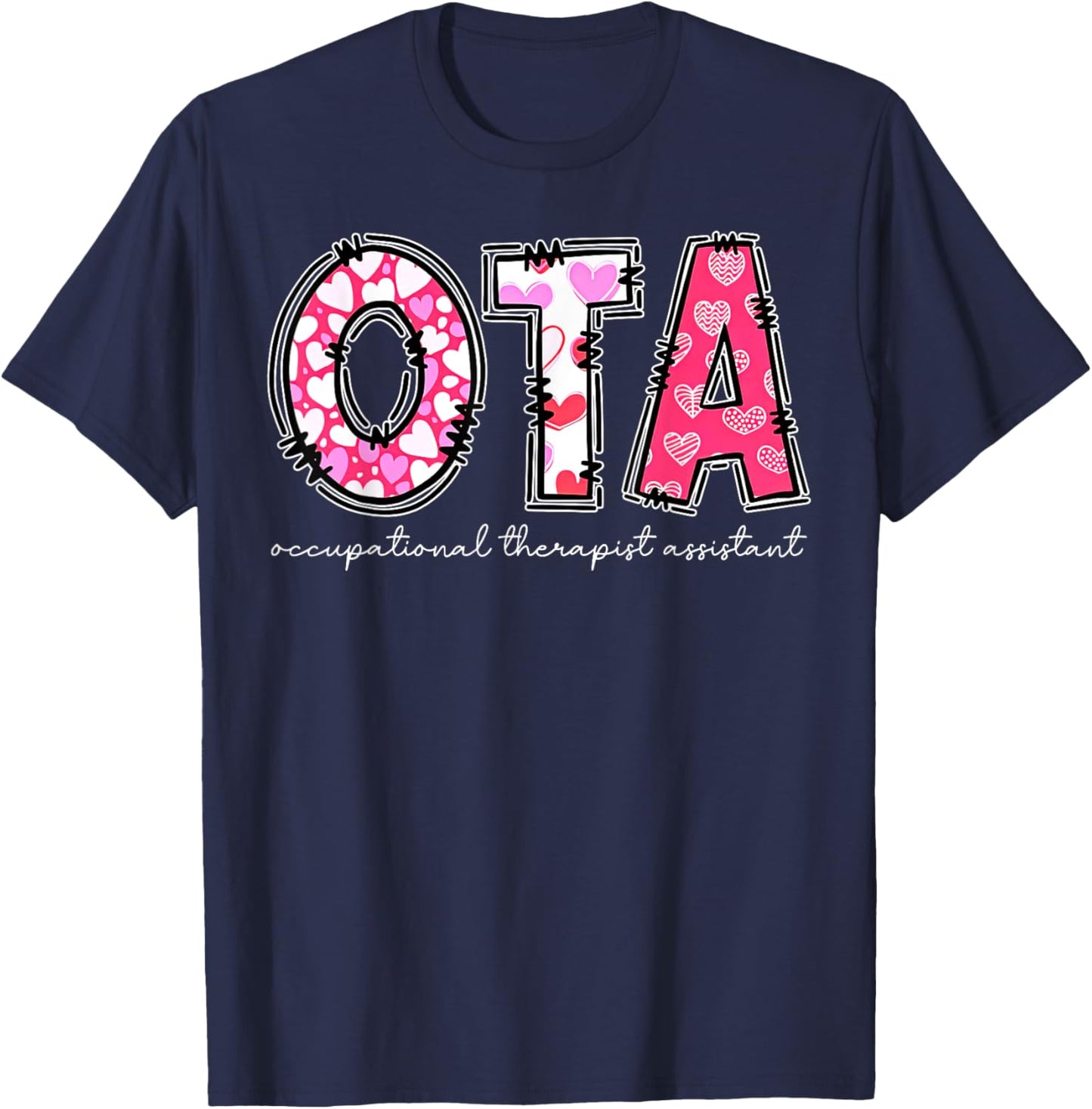 Retro OTA Occupational Therapy Assistant OT Valentine's Day T-Shirt - T-Shirt | Navy