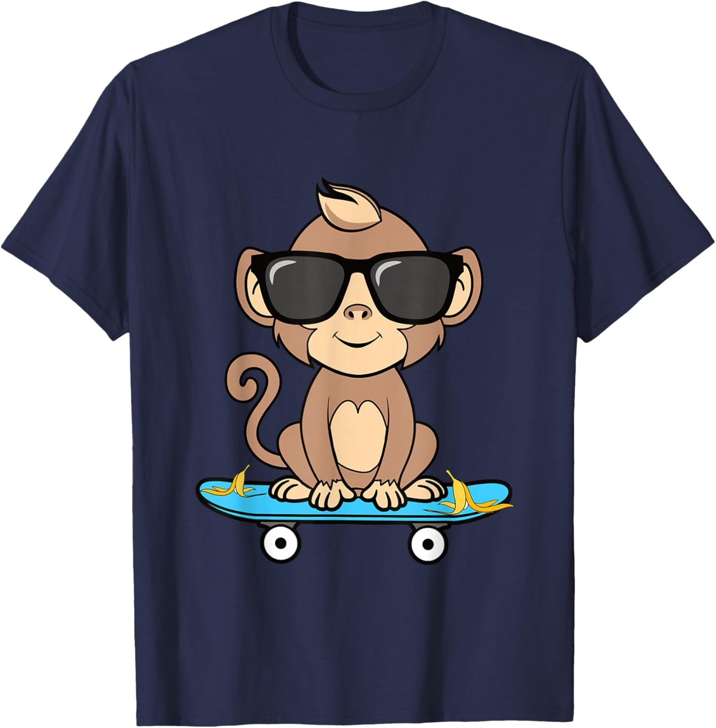 Funny Cool Monkey Skateboard Ape Boys Kids T-Shirt - T-Shirt | Navy