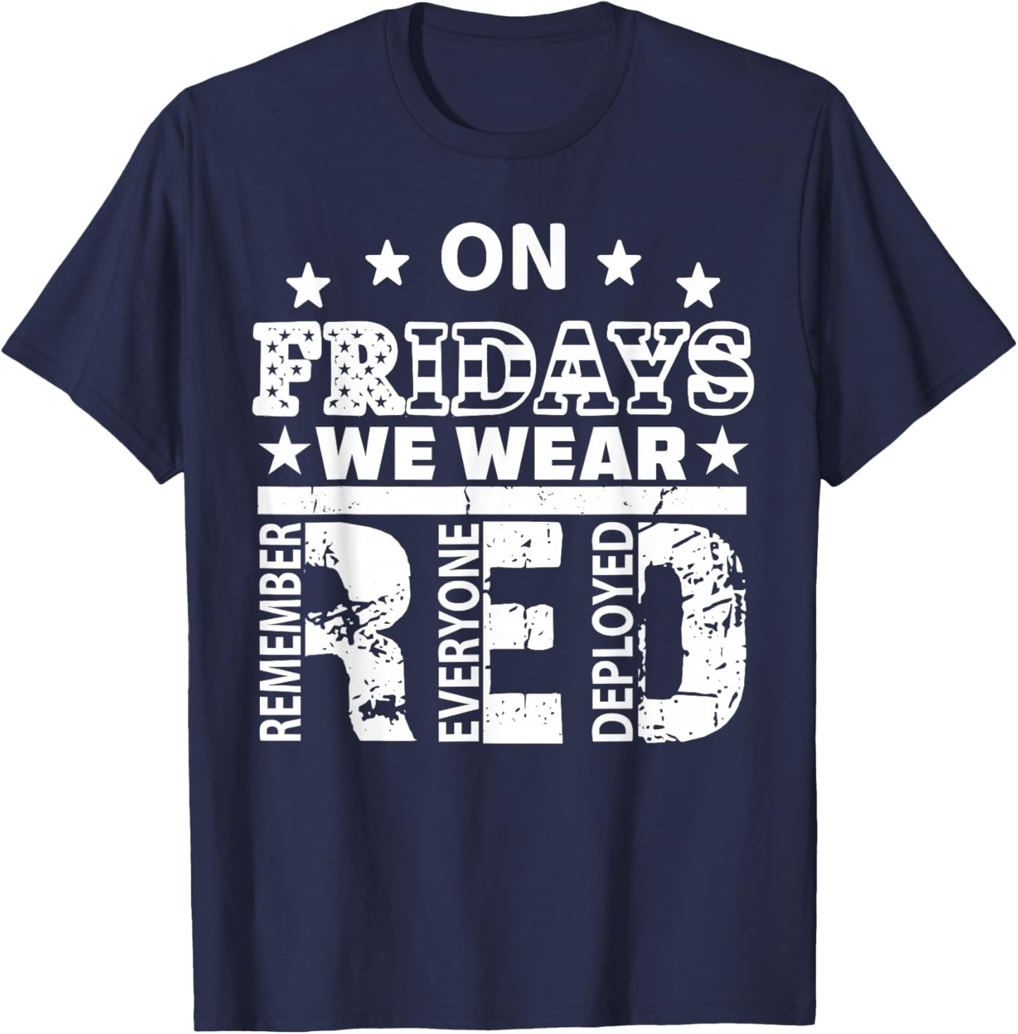 On Friday We Wear Red Military Supportive American Flag Men T-Shirt - T-Shirt | Navy