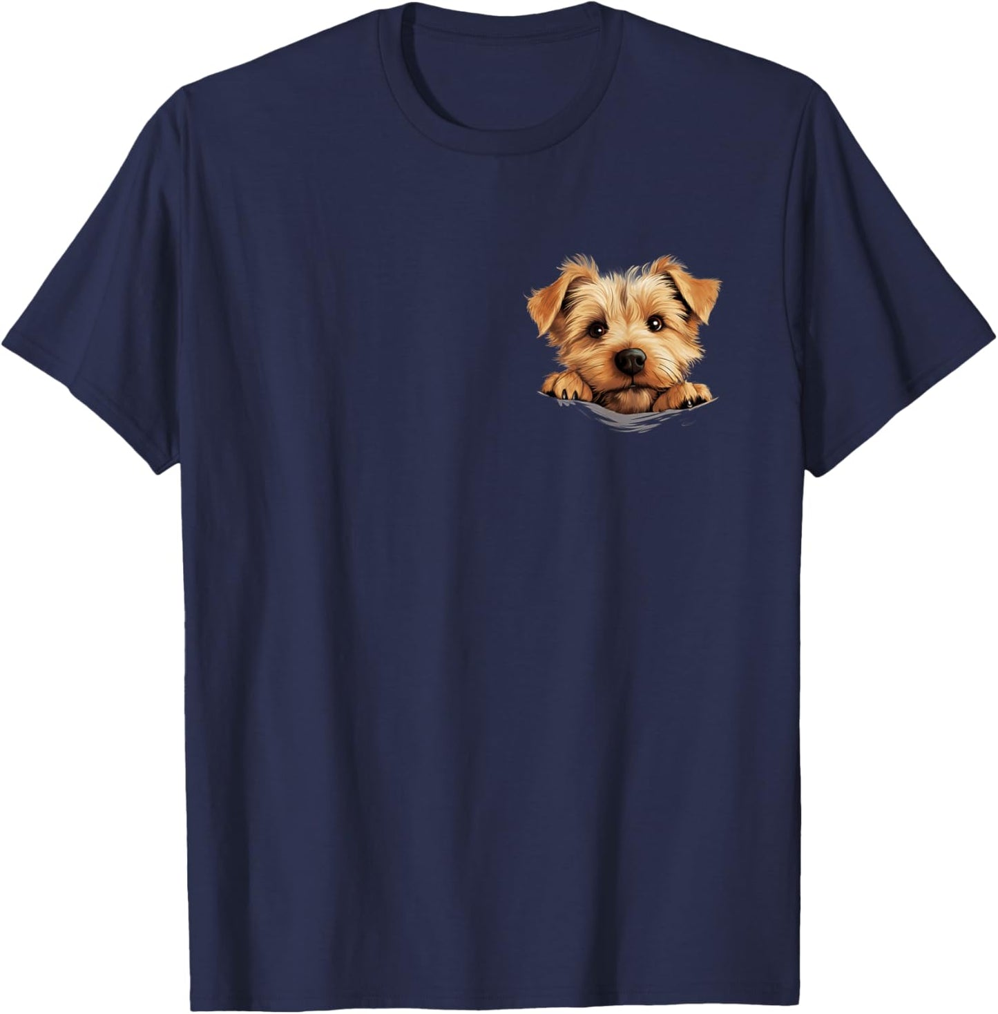 Norfolk Terrier Dog Mom Dad Peeking Puppy T-Shirt - T-Shirt | Navy