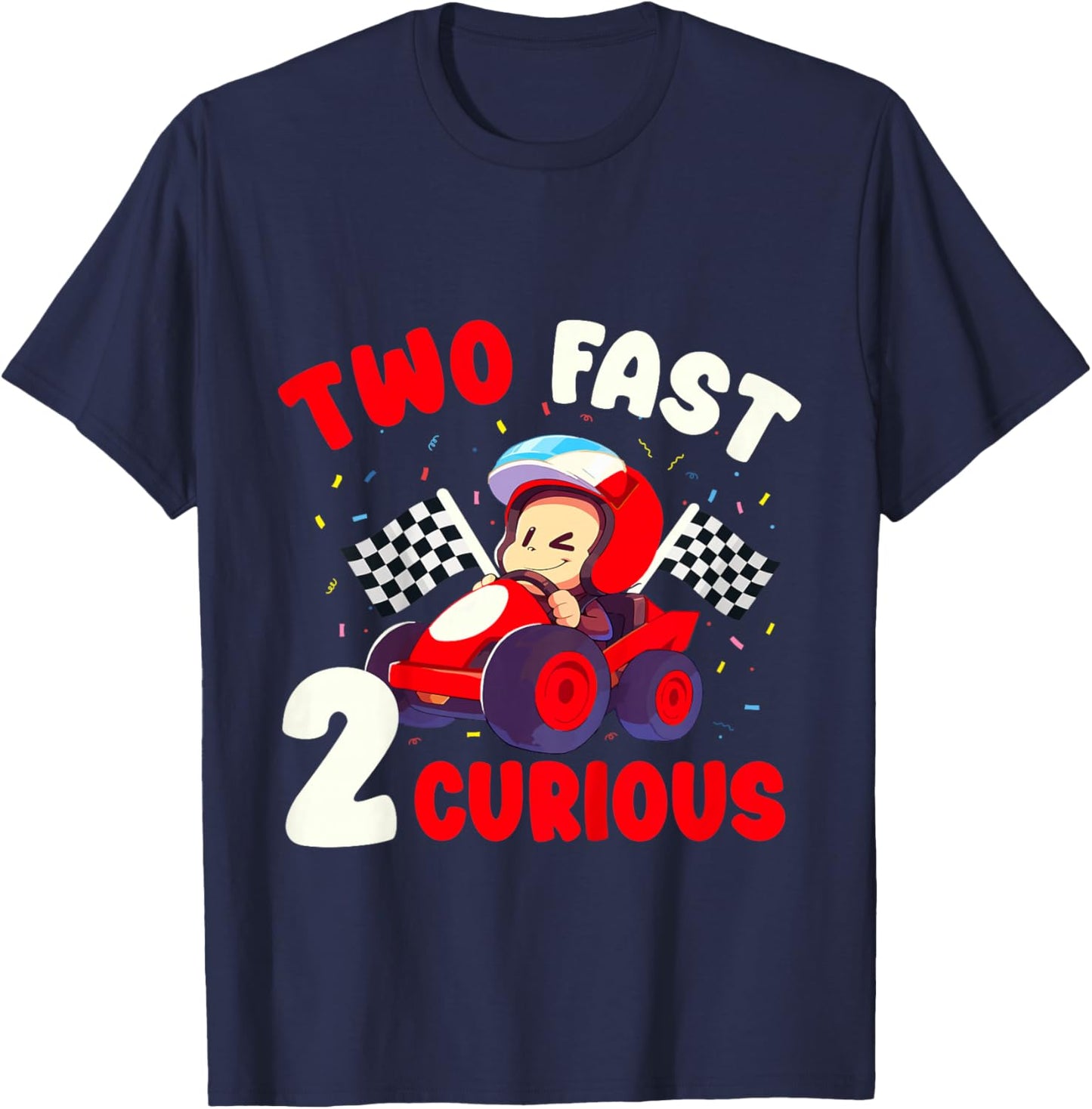 Two Fast 2 Curious Racing Car 2nd Birthday Boys Family Boy T-Shirt - T-Shirt | Navy