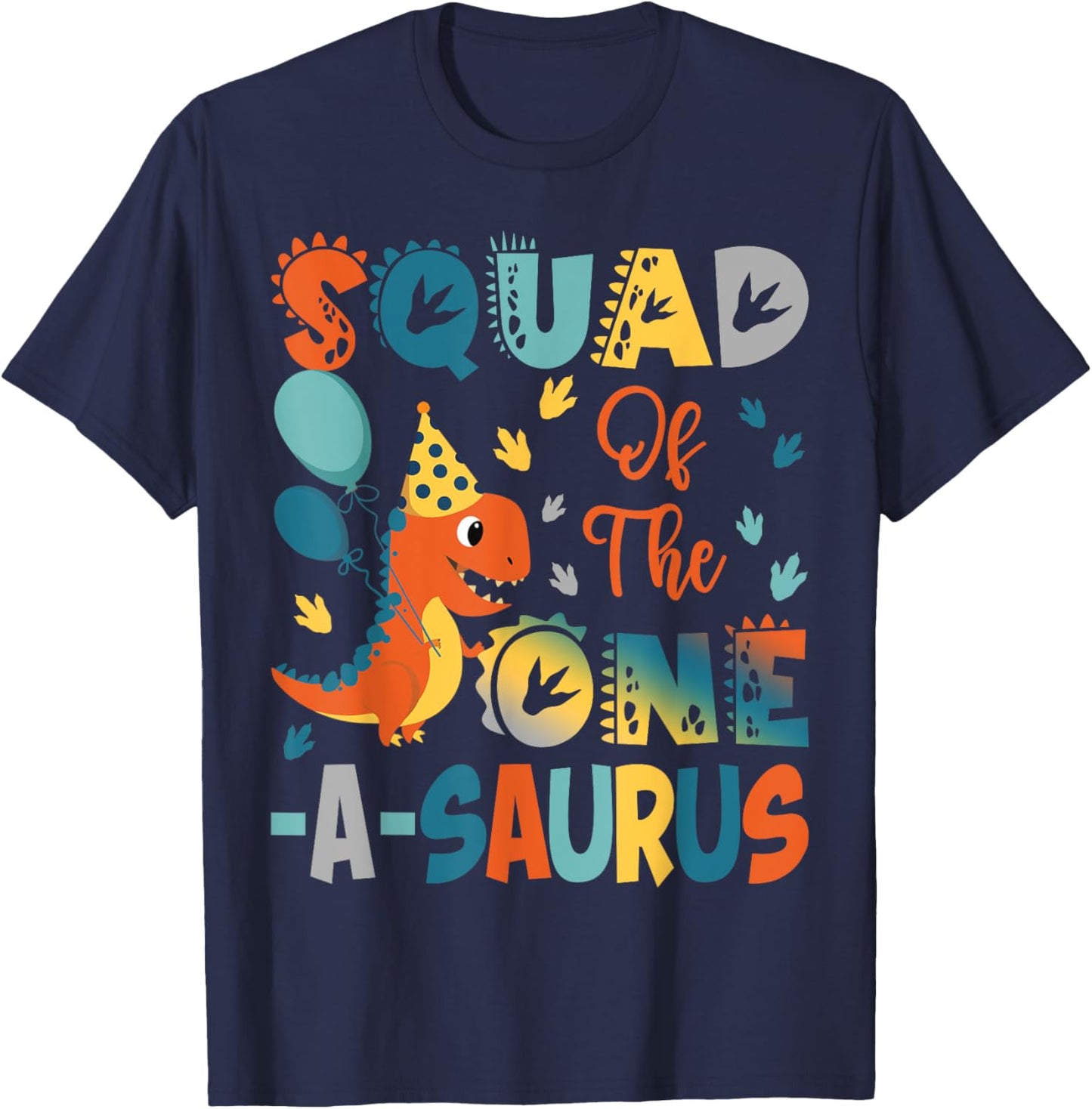 Squad Of The One-A-Saurus 2Nd Birthday Dinosaur Party T-Shirt - T-Shirt | Navy