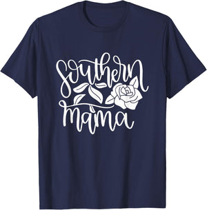 Southern Mama Floral Flower T-Shirt - T-Shirt | Navy