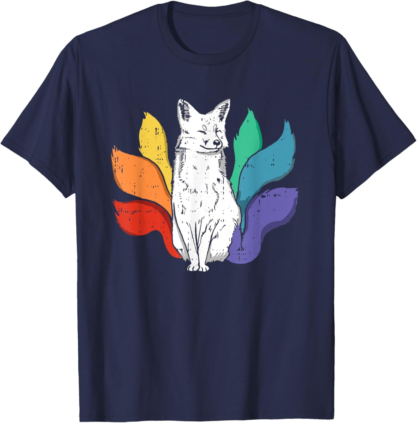 Gay Pride Fox LGBT-Q Rainbow Flag Ally Men Women T-Shirt - T-Shirt | Navy