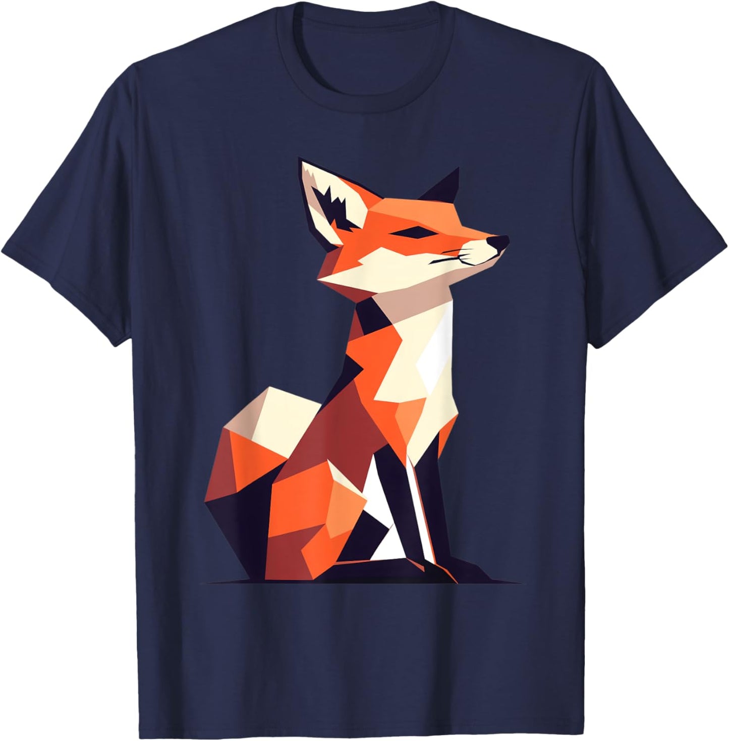 Geometric Fox Animal Forest Nature Wildlife Men Women Kids T-Shirt - T-Shirt | Navy