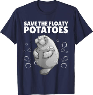 Cool Manatee Design Women Kids Sea Cow Manatee Lover T-Shirt - T-Shirt | Navy