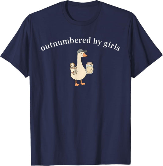 Outnumbered By Girls Funny Dad Family Humor T-Shirt - T-Shirt | Navy