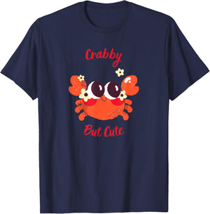 Crabby but Cute Funny Crab Design - Gift Animals Lovers T-Shirt - T-Shirt | Navy