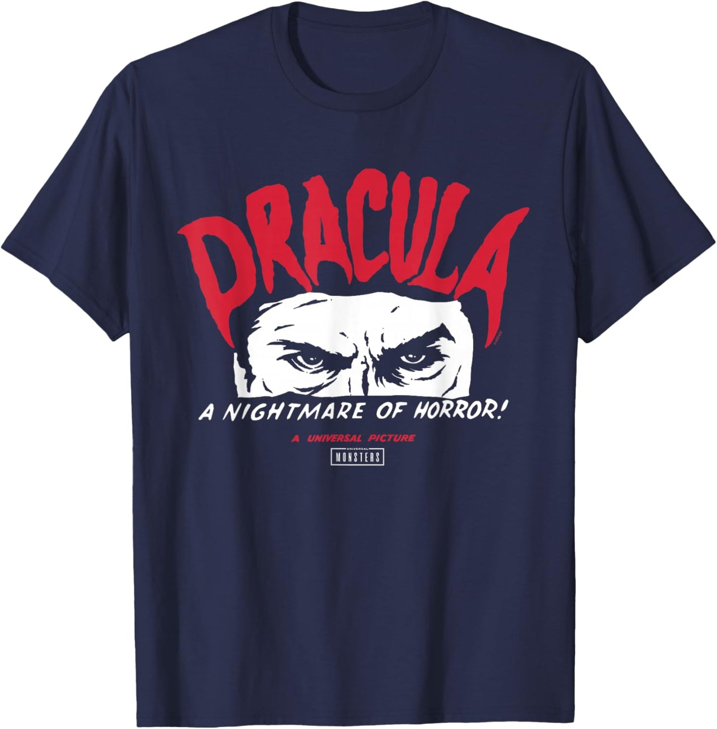 Universal Monsters Dracula A Nightmare of Horror T-Shirt - T-Shirt | Navy