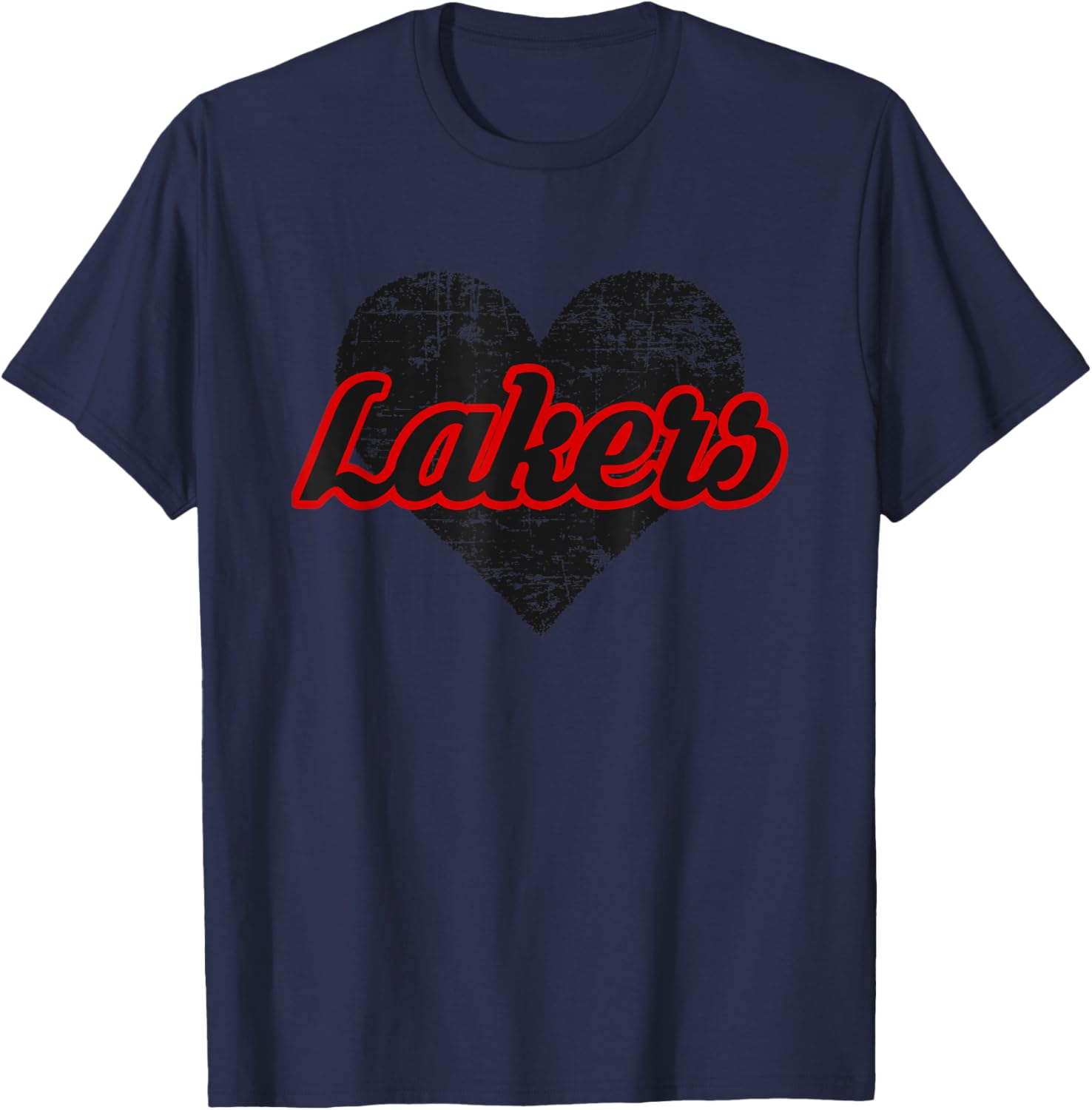 Indian Lake Lakers Over Heart T-Shirt - T-Shirt | Navy