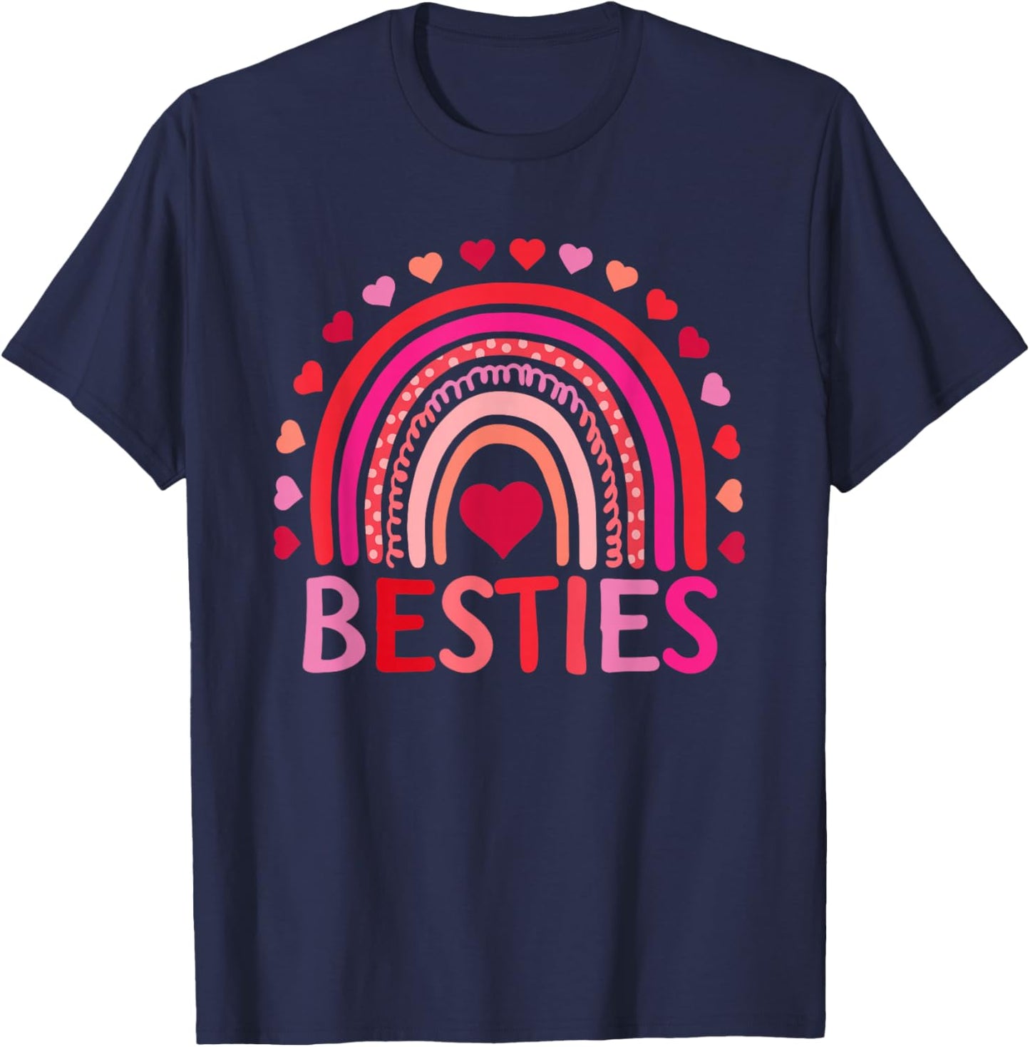 Rainbow Besties Best Friends Retro Aesthetic Vibes T-Shirt - T-Shirt | Navy