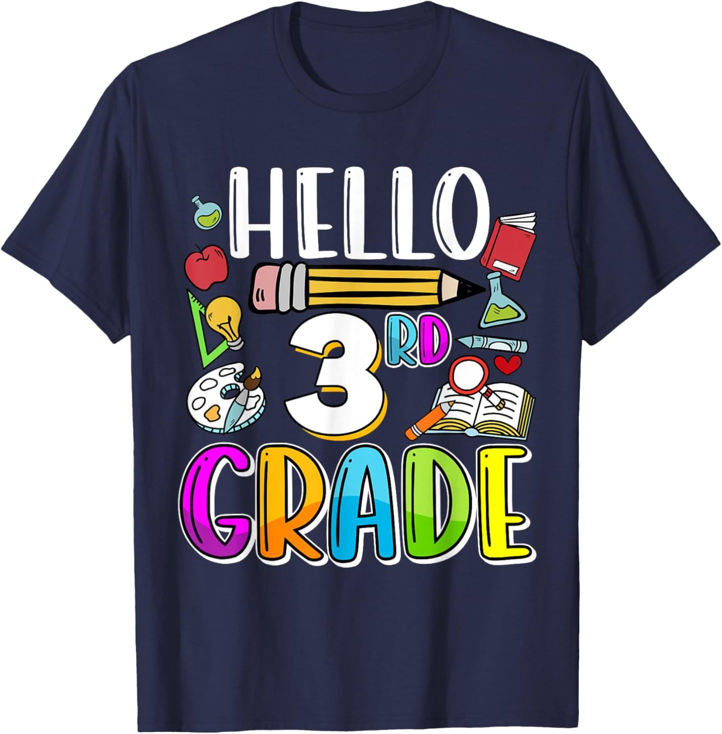 Hello 3rd Grade Back To School Teacher Student Kids T-Shirt - T-Shirt | Navy