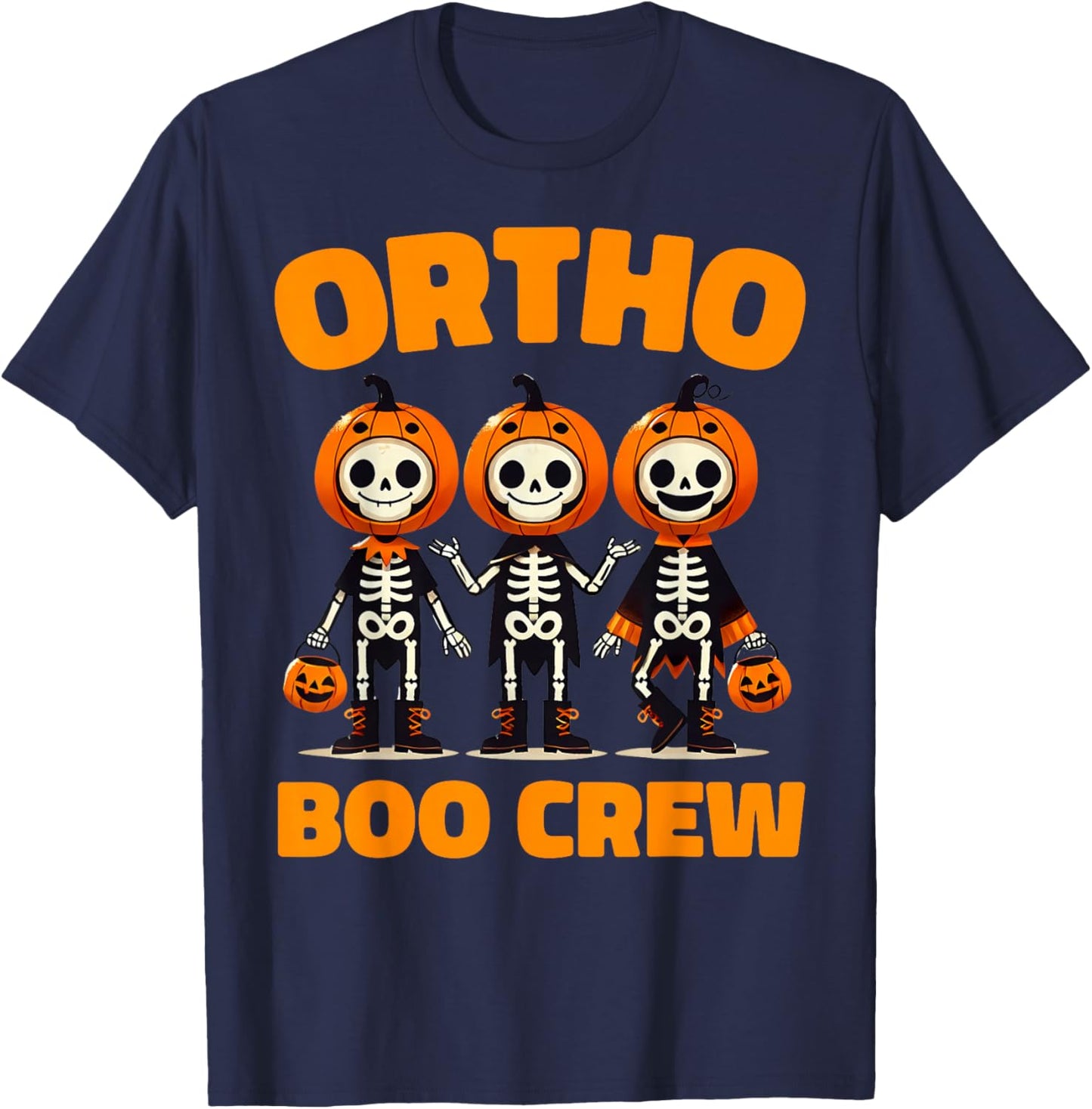 Cute Ortho Squad Spooky Ortho Orthopedic Boo Crew Halloween T-Shirt - T-Shirt | Navy