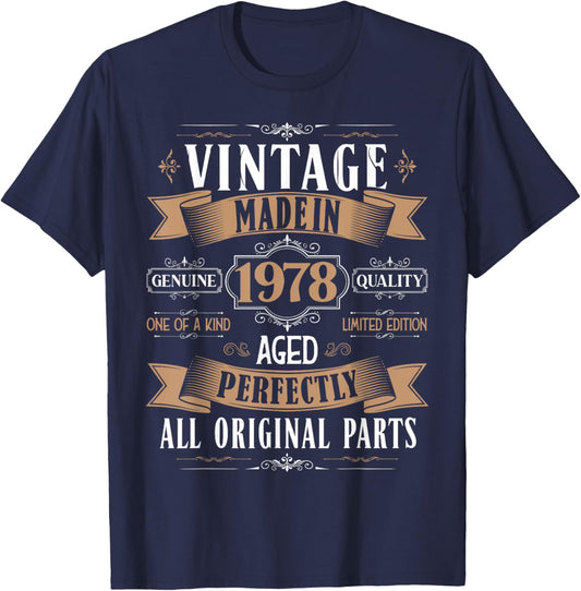 Vintage 47th birthday men Born 1978 47 years old Bday T-Shirt - T-Shirt | Navy