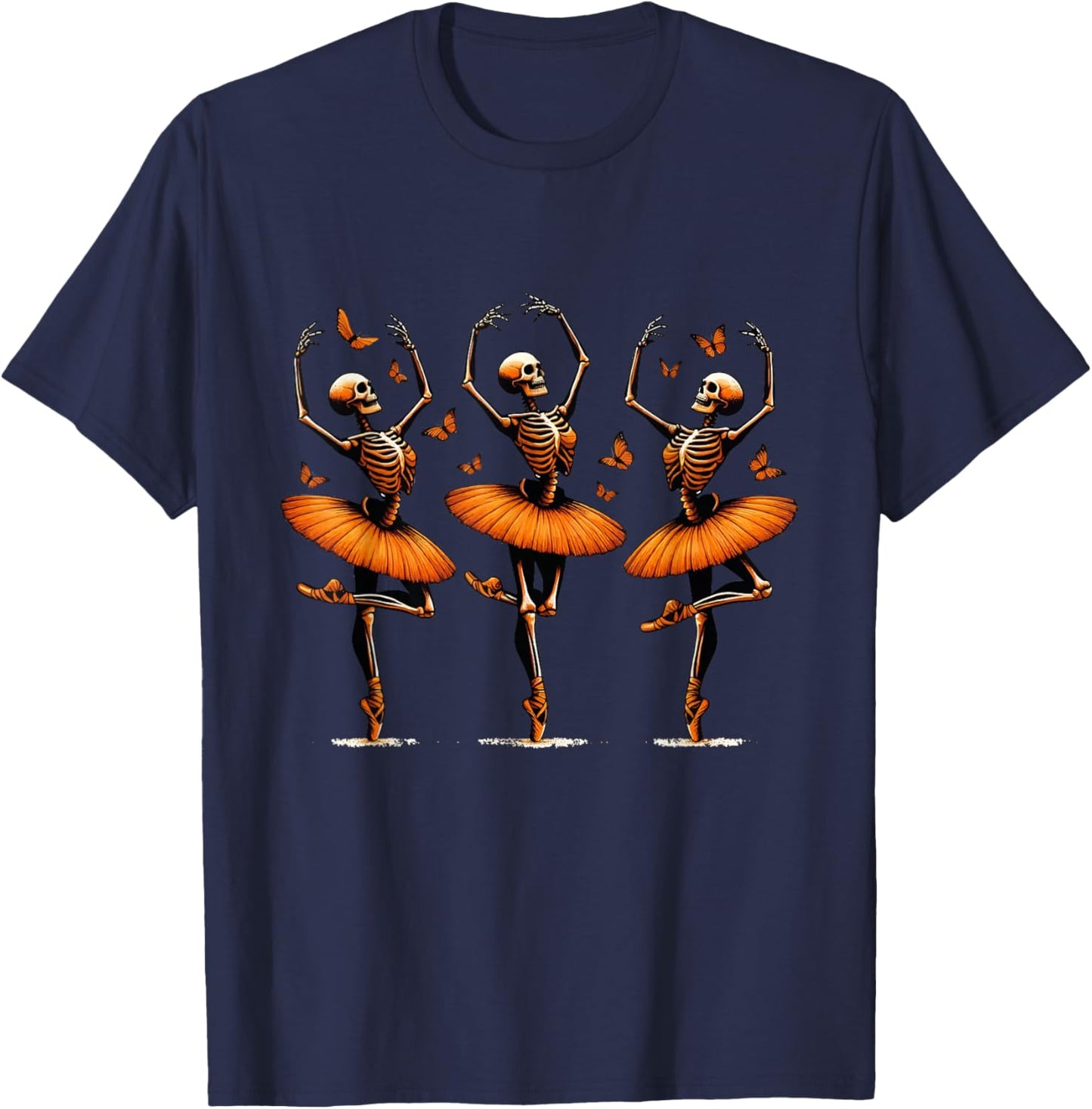 Skeleton Ballerina in Tutu Dance Costume Halloween Party T-Shirt - T-Shirt | Navy