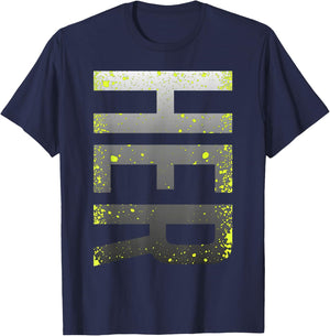 Neon Yellow Black Cool Grey Graphic Match T-Shirt - T-Shirt | Navy