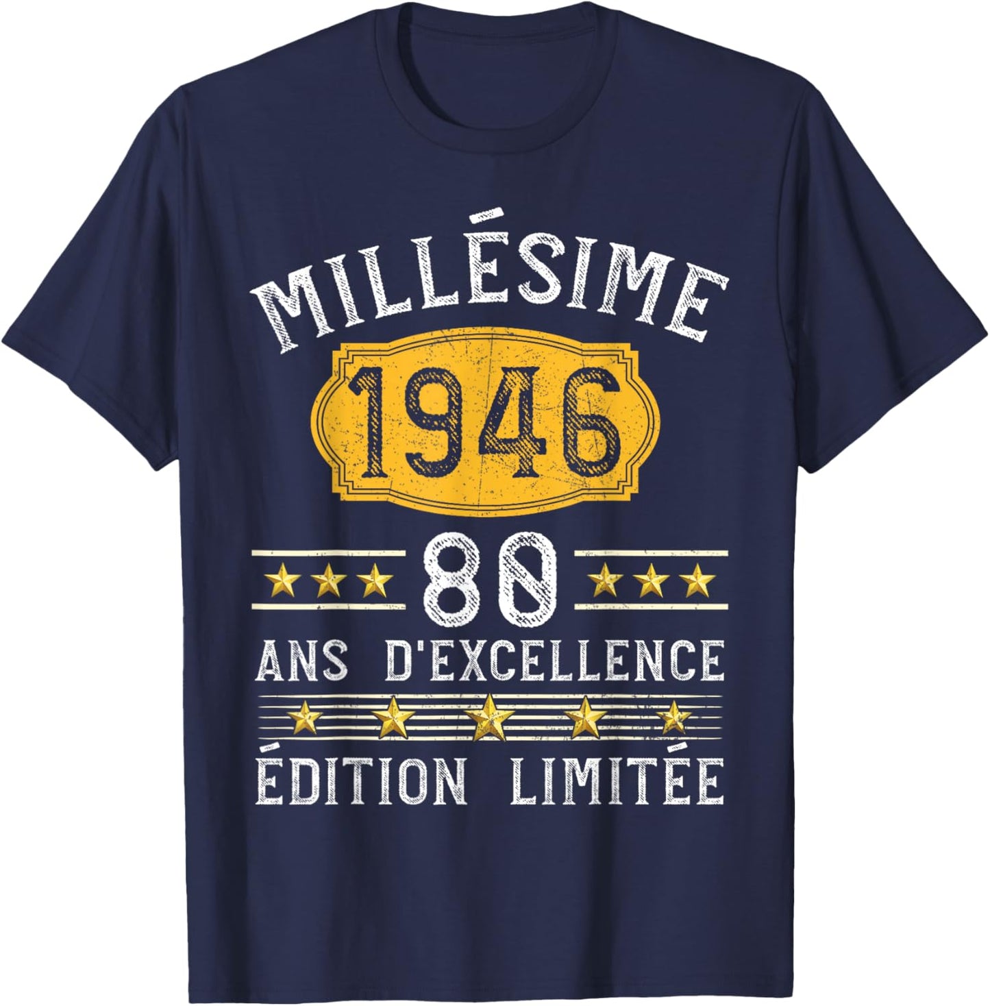 Vintage 1946 Gift 80 Years Man Birthday Humour T-Shirt - T-Shirt | Navy