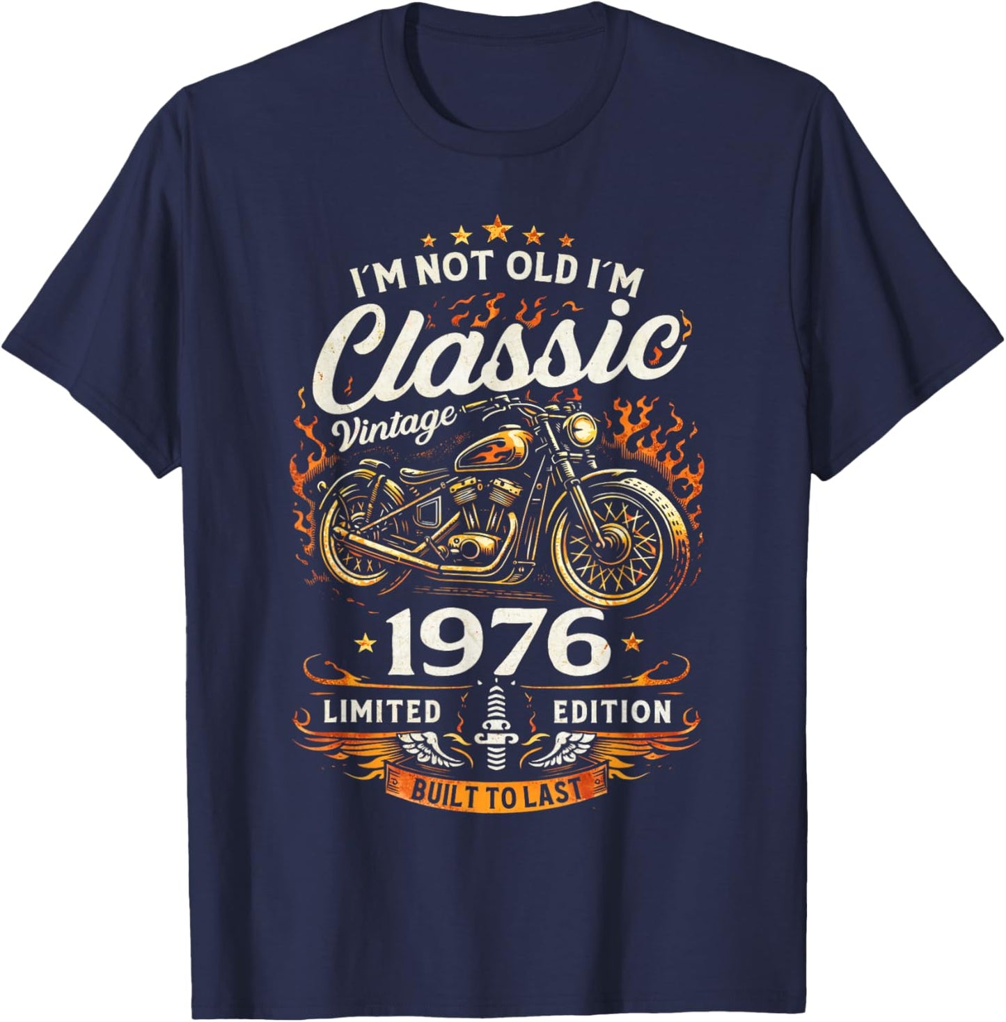 50 Ans Anniversaire Homme Moto Motard Biker 1976 T-Shirt - T-Shirt | Navy
