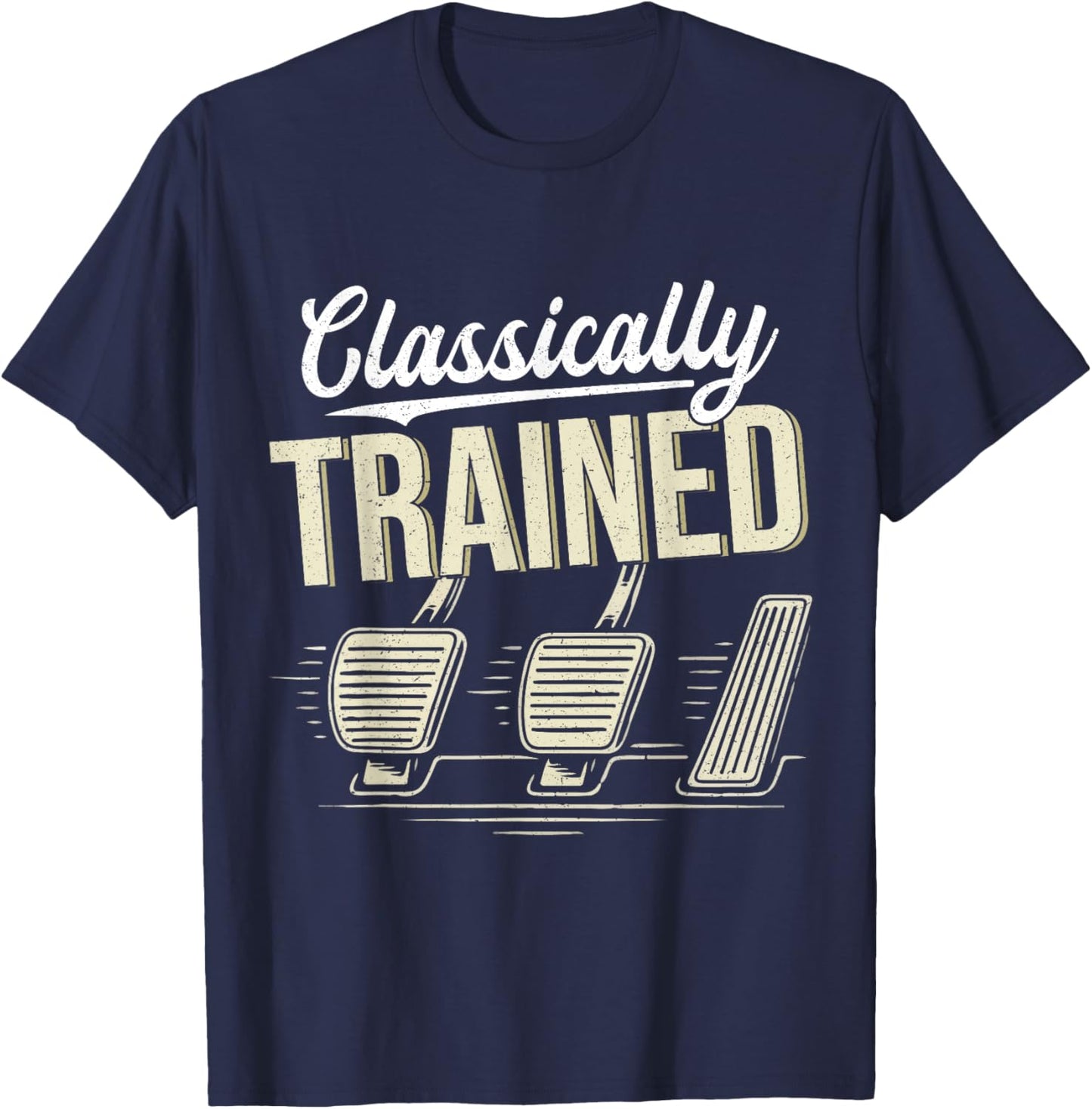 Classic Manual Car Clutch with Three Pedals T-Shirt - T-Shirt | Navy