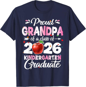 Proud Grandpa of A Kindergarten Graduation Class of 2026 T-Shirt - T-Shirt | Navy