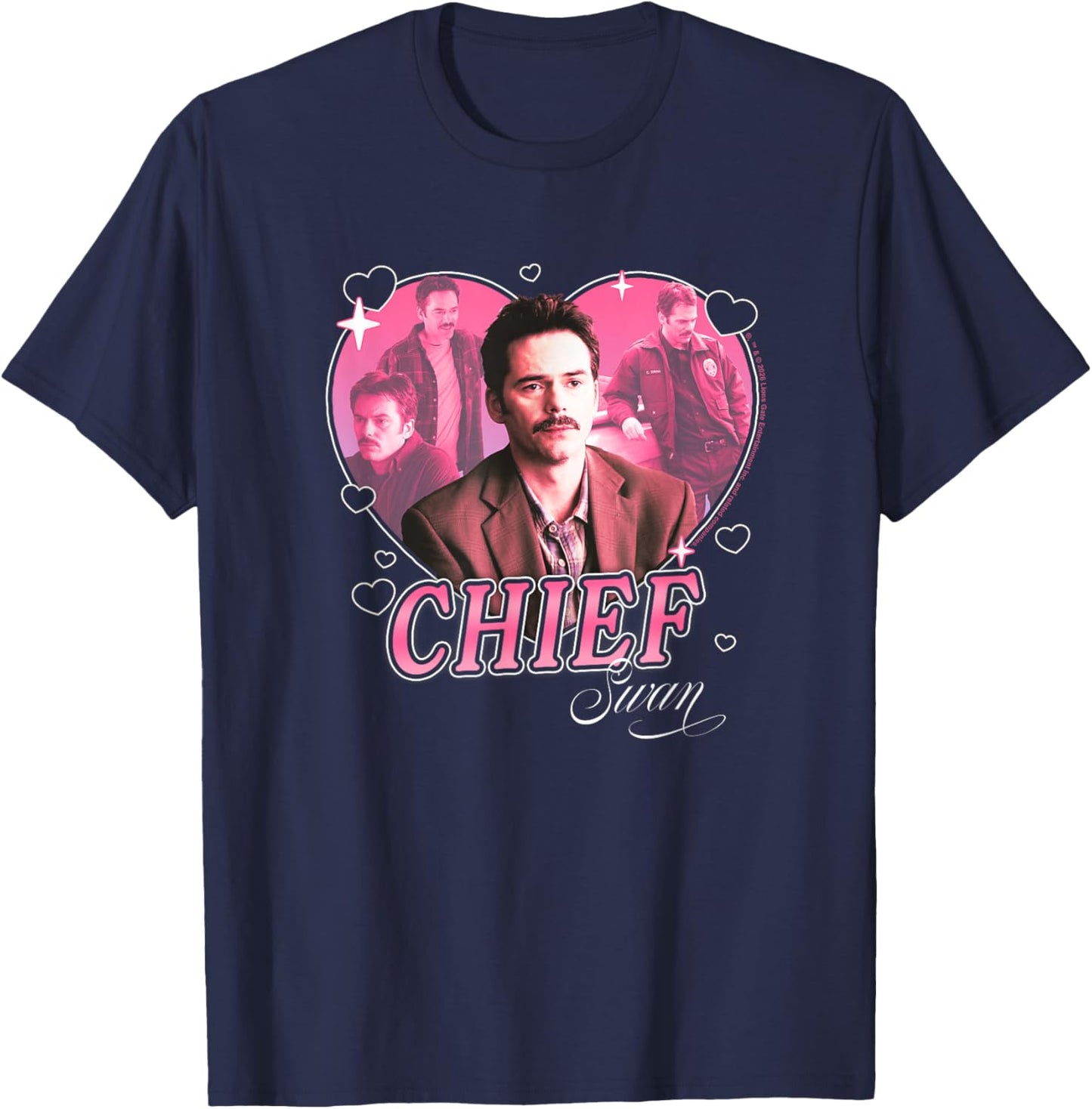 Twilight Chief Charlie Swan Hearts Dad Crush Movie T-Shirt - T-Shirt | Navy