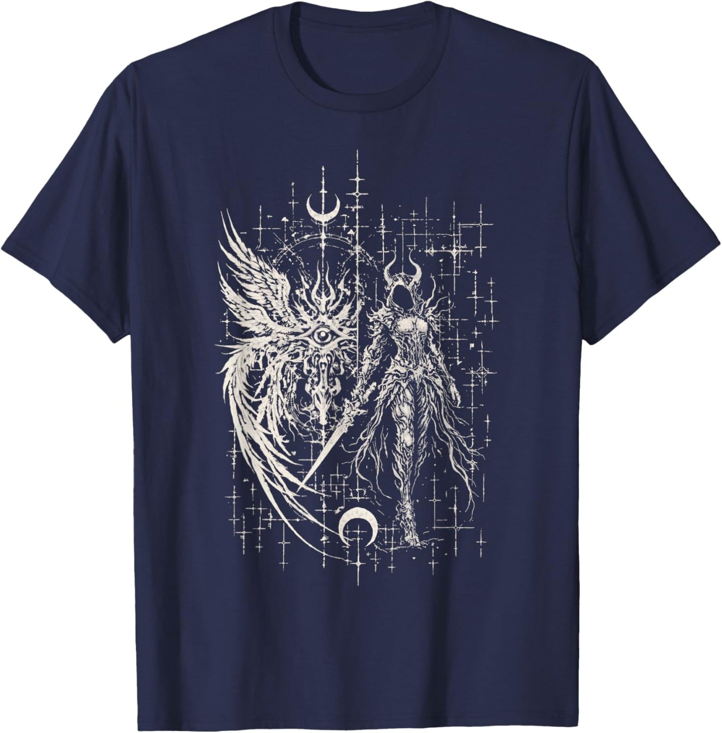 Seraphim Goth Grunge Y2K Eye Cybersigil Angel Alt Aesthetic T-Shirt - T-Shirt | Navy